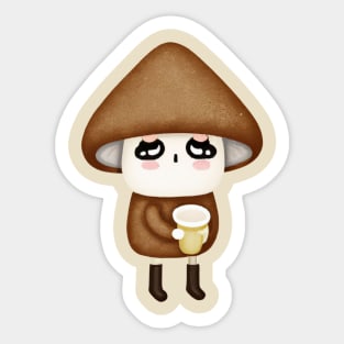 Coffee Lover Mushroom Sticker